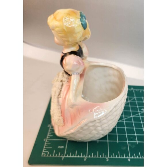 Ruebens Originals Ceramic Planter Pink Gown Blonde Girl Figurine Vintage 526 Lab - Picture 4 of 11